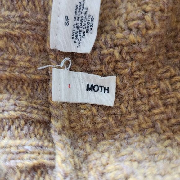 Anthropologie Moth pom pom knit sweater mustard wool blend tunic length size S - Picture 4 of 7